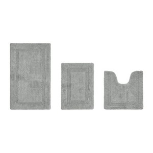 Lux Premium 100% Cotton  Ultra-Soft Tufted Solid Reversible 3 Piece Bath Rug Set, Water-Absorbent, Durable, Machine Washable Bathroom Rug - 1 of 4