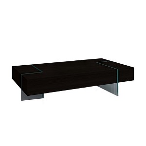 HomeRoots 53" Black And Clear Wood And Glass Sled Coffee Table - 1 of 4