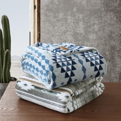 King Blue and White Reversible Fleece Blanket