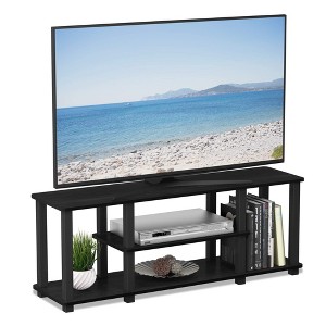 Furinno 3-Tier TV Stand for TVs up to 50" TV Entertainment Media Console Center with Square Tube,Americano/Black - 1 of 4
