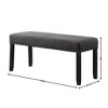 Vynxaria 44"W Dining Bench Gray Linen Cotton Upholstered Seat, Solid Hardwood Turned Legs, Nailhead Trim, 16.5"D x 19"H - 2 of 4
