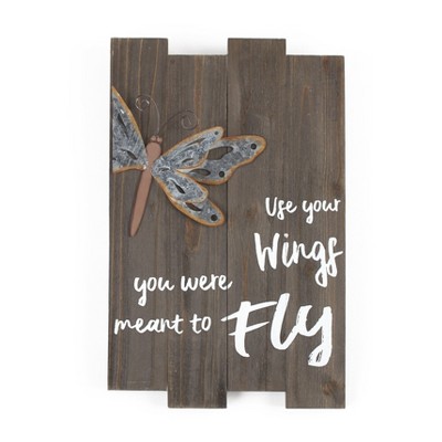 Lakeside Wall Sign with 3D Dragonfly, Word Art, Rustic Farmhouse Look