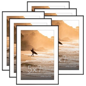 Americanflat Front Loading 5x7 Picture Frames 6 Pack in Black - Displays 4x6 With Mat and 5x7 Without Mat - 1 of 4