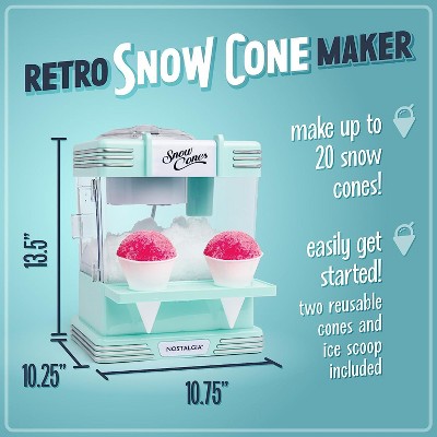 Aqua Stainless Steel Countertop Snow Cone Maker with Reusable Cones