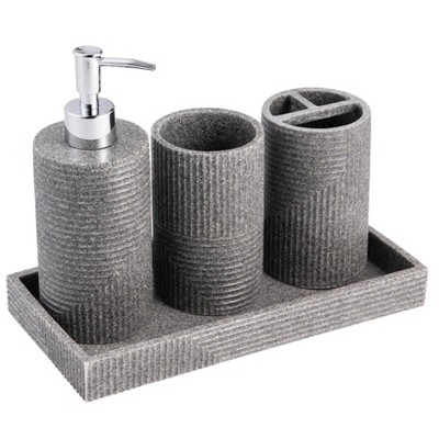 4pc Devash Resin Bath Accessory Set Black - Kralix : Target