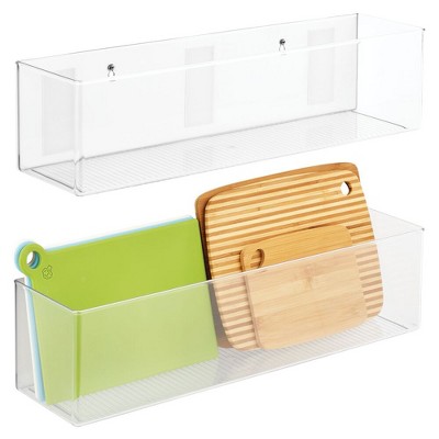 Mdesign Plastic Bathroom Organizer Bin, Adhesive Mount For Wall, 2 Pack,  Clear : Target