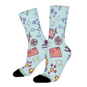 Science Pattern Women Printed Crew Socks Funny Funky Socks Soft Polyester Novelty Gifts for Artists Men - 1 of 4