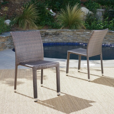Dover 2pk Wicker Armless Dining Chairs, Armless Patio Dining Chairs