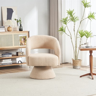 Swivel Accent Chair Armchair, Round Barrel Chair in Fabric for Living Room Bedroom
