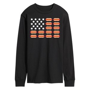 Men's - Instant Message - Hot Dog American Flag Long Sleeve Graphic T-Shirt - 1 of 4