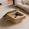 31" Square Coffee Table with Hidden Storage, Wood Veneer Accent Table with Flip‑Top Lid and Slatted Sides for Living Room or Apartment-Koiai - 2 of 4