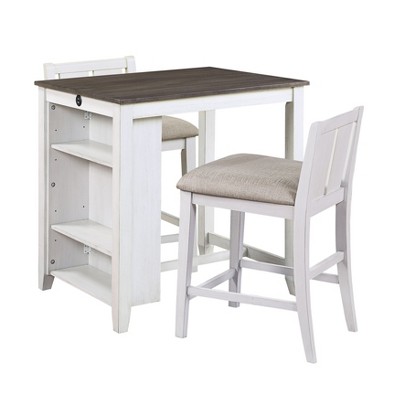 NicBex 3 Piece Dining Table Set witH USB Ports & Side Storage Modern Kitchen Side Table with Upholstered Side Chairs for Dining Room