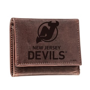 Evergreen NHL New Jersey Devils Brown Leather Trifold Wallet Officially Licensed with Gift Box - 1 of 1