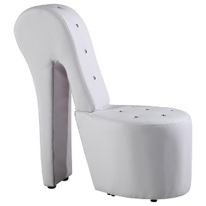 Best Master Furniture,High Heel Faux Leather Crystal Studs Shoe Chair - 1 of 4