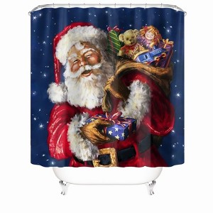 Santa Claus Giving Gifts Shower Curtains for Bathroom Waterproof Fabric Bath Curtain Durable Soft Stylish Bathroom Decor 72x72 Inch - 1 of 1