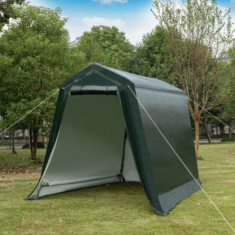 Costway 6'x8' Patio Tent Carport Storage Shelter Shed Car Canopy Heavy Duty Green, 2 of 11