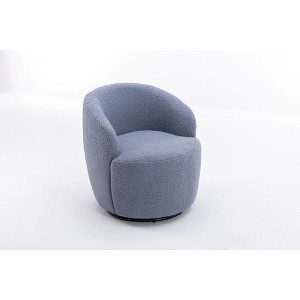 Teddy Fabric Swivel Accent Armchair Barrel Chair With Black Powder Coating Metal Ring,Light Blue - 1 of 4