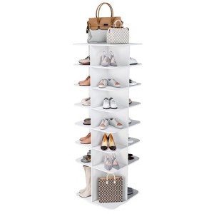 FONTOI 7 Tier Square Rotating Shoe Rack Tower with High Bottom, Organizer Rack, Handbag Rotate Shoes Closet Organization, White, 23.62"*72.44"*23.62" - 1 of 4