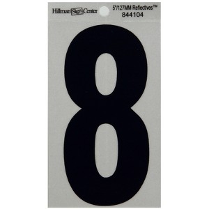 Hillman 5 in. Reflective Black Vinyl Self-Adhesive Number 8 1 pc (Case of 6) - 1 of 1