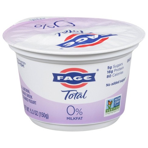 FAGE Total 0% Milkfat All Natural Nonfat Greek Strained Yogurt, 5.3 oz