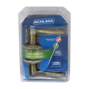 Schlage Flair Antique Brass Passage Lockset 1-3/4 in. - 1 of 1