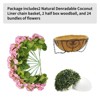 2 Set Artificial Outdoor Geraniums Flowers w/Hanging Basket, 2 Hanging Planters & 12 Pcs Red Geranium Flowers for Christmas Front Porch Garden Patio - 3 of 4