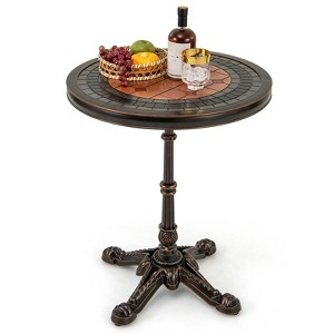 Costway 32" Patio Dining Table with 1.6" Umbrella Hole & Lid DPC Tabletop for Backyard - 1 of 4
