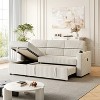 TiramisuBest 85" 3-Seater Corduroy Sofa Bed with Storage Chaise, Pull-Out Sleeper & USB Cup-Holder Handrail for Living Room,Beige - 2 of 4
