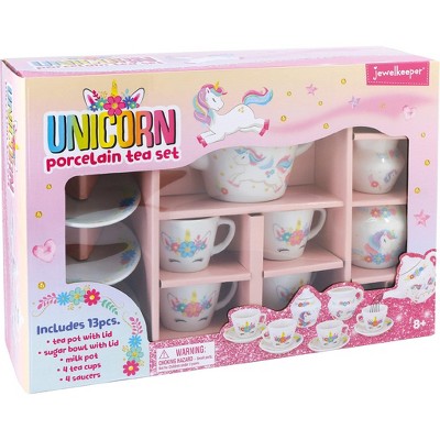 Unicorn Porcelain Tea Set with Pink Ceramic Cups, 13 Pieces