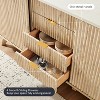 Fluted Dresser with 4 Drawers, 60" Modern Chest with Sliding Doors & Faux Marble Top, Wood Storage Organizer for Bedroom, Living Room - 2 of 4