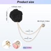 Unique Bargains Silk Alloy Handmade Rose Flower Brooch Pin with Gold Badge Tassel Chain for Men Suit 1 Pc - 3 of 4