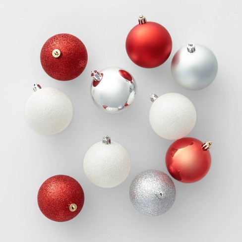 50ct Christmas 70mm Ornament Set Red White &amp; Silver - Wondershop™ : Target