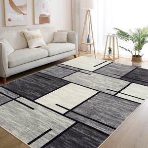 Washable Modern Geometric Patchwork Pattern Rugs for Living Room Non Slip Indoor Soft Carpet Abstract Low Pile Area Rugs Room Decor - 1 of 4