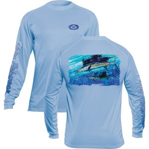 Flying Fisherman Pasta Sailfish Performance Long Sleeve T-Shirt - Blue Mist - 1 of 1