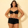 Women's Mid-Rise Tummy Control Swim Short - Shade & Shore™ Black - 4 of 4