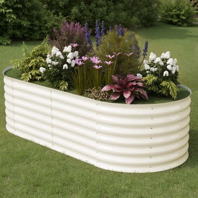 COZONY Galvanized Raised Garden Bed, Tall Metal Planter Box for Vegetables, Flowers and Herbs