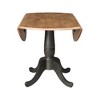 42" Nathaniel Round Dual Drop Leaf Dining Table Hickory/Washed Coal - International Concepts: Rubberwood Pedestal Kitchen Table - 4 of 4