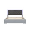 4-Pieces Bedroom Sets Queen Size Upholstered Bed with LED Lights, Mirrored Nightstands and Dresser with Metal Handles and Legs-Maison Boucle - 4 of 4