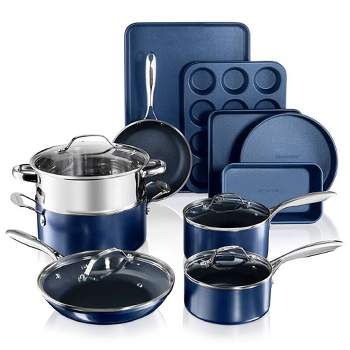 Granitestone Blue 15 Piece Nonstick Cookware and Bakeware Set
