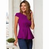 INSPIRE CHIC Women's Elegant Round Neck Cap Sleeve Solid Color Peplum Blouses - 2 of 4