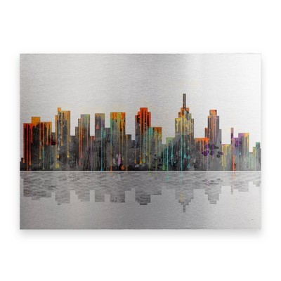 Trademark Fine Art - Marlene Watson 'Philadelphia Pennsylvania Skyline' Floating Brushed Aluminum Art