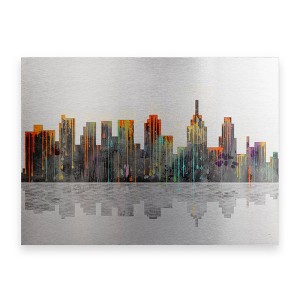 Trademark Fine Art - Marlene Watson 'Philadelphia Pennsylvania Skyline' Floating Brushed Aluminum Art - 1 of 3