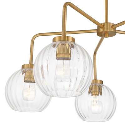Modern Gold Metal Pendant Chandelier with Clear Glass Shades