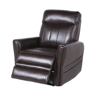 Coachella Transitional Brown Leather Recliner with Power Headrest