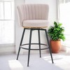 Alilang 21.26 inch Upholstered Swivel Bar Stool with Channel Tufted Backrest and Metal Base-Beige - 2 of 4