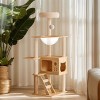 Modern Cat Tree Tower with Scratching Posts Acrylic Hammock and Wooden Condo for Indoor Small and Large Cats - LAOTIES - 2 of 4