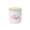 Neutral Stoneware Canister Set Wood Lids with Sentiment Designs 4.75", 2 Piece by Melrose - 3 of 4