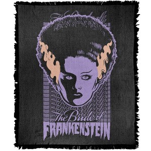 Universal Monsters The Bride Neon Blanket 50"x60" Woven Tapestry - 1 of 4