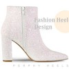 Perphy Women's Glitter Sparkly Pointed Toe Zipper Chunky Heels Ankle Boots - 4 of 4