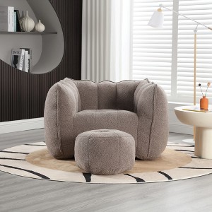 LOVMOR 42.5"Soft Bean Bag Chair with High Resilient Foam(Chips)for living room and bedroom,Coffee - 1 of 4